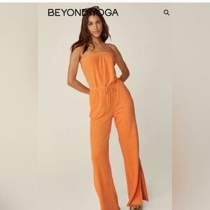 Beyond Yoga Vibrant Orange Strapless Jumpsuit